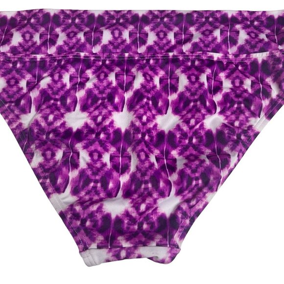 Victorias Secret Bikini Bottom Large Foldover Purple Abstract Print Hipster Pool - Picture 4 of 7